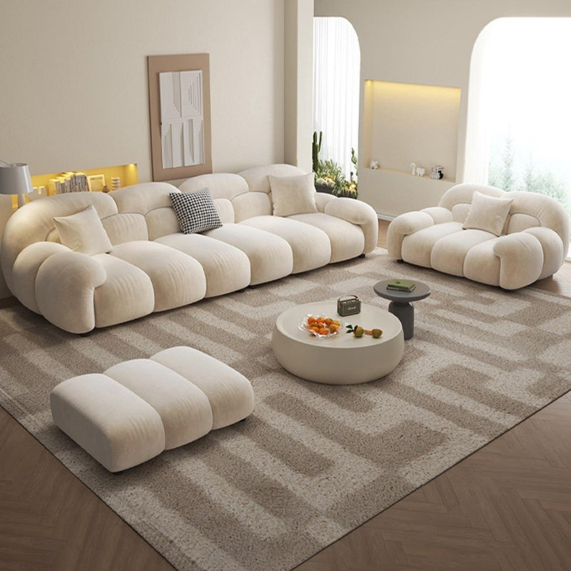 Ensemble de salon en polyester 3 pièces beige