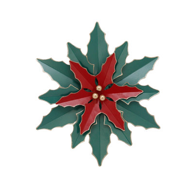 Metal Poinsettia Christmas Wall Hanging