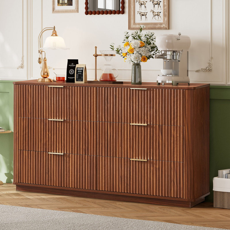 Commode 6 tiroirs Alouette, Noyer