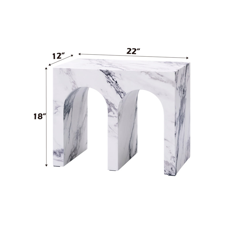 Fritzy Square End Table In White Engineered Stone