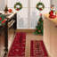 Tapis de couloir décoratif rouge imprimé Noël pour intérieur, lavable, à poils courts, pliable, ne peluche pas, 43 x 74 cm + 43 x 119 cm