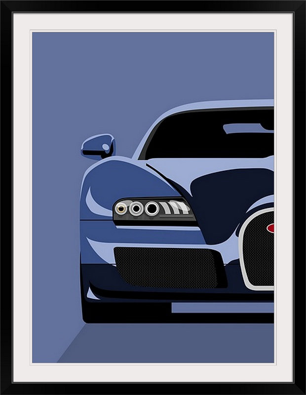 «Bugatti Veyron» par Francy, impression, H 32 po x l 26 po x P 1 po, Cadre noir