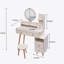 Table de coiffeuse + tabouret rembourré, miroir à DEL tactile, armoire de rangement grande capacité, 5 tiroirs, meubles de maquillage tendance, longueur réglable