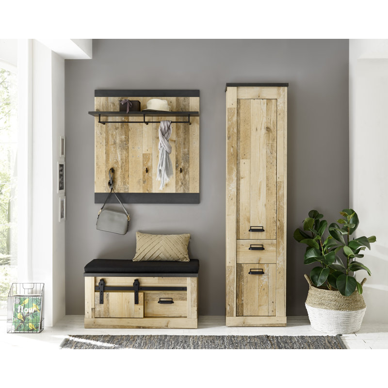 Jackeline 1 Door Manufactured Wood Wardrobe, Brown/Anthracite