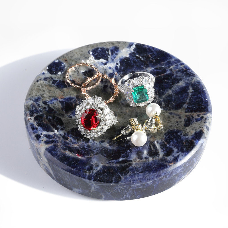 Guein 4in Natural Marble Tray,Calacatta Viola, Azul Namibia