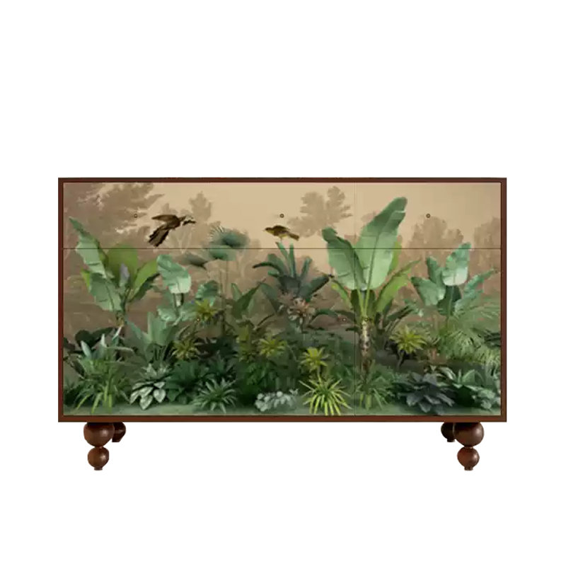 Buffet décoratif Light Luxury, Noyer / vert