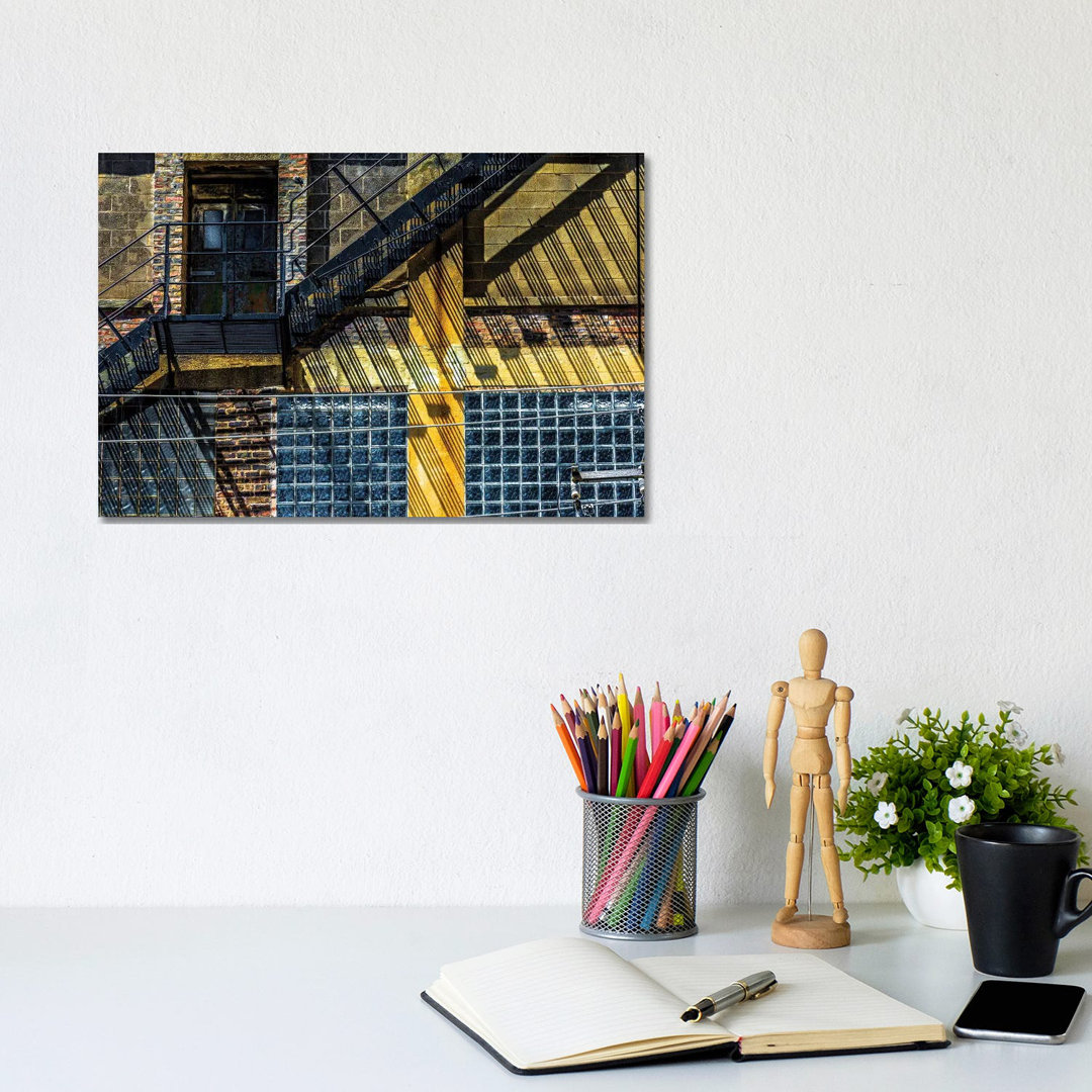 Dearborn And Maple Fire Escape von Raymond Kunst - No Frame Gallery-Wrapped Canvas Giclée on Canvas