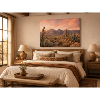 «Desert Cactus Mountains - Southwestern Desert Landscape», art mural sur toile tendue