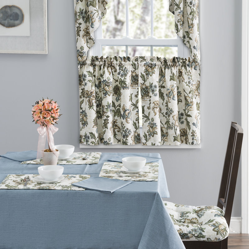 Tania Floral Swag Window Valance, Blue
