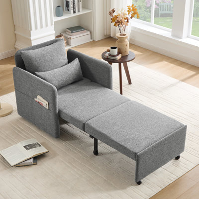 87''W 3-In-1 Convertible Chair Bed, 3-Section Extra Length Adjustable Backrest  With 2 Cushions & Storage Bag
