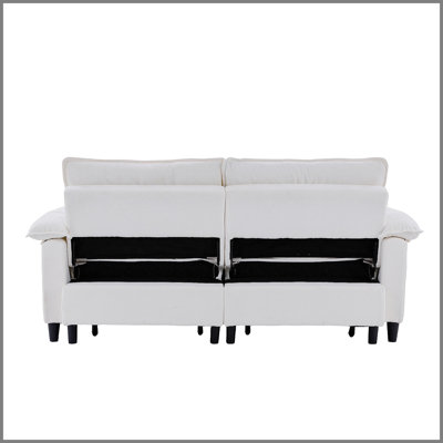 Canapé-lit convertible en velours blanc de 185 cm avec matelas dépliable