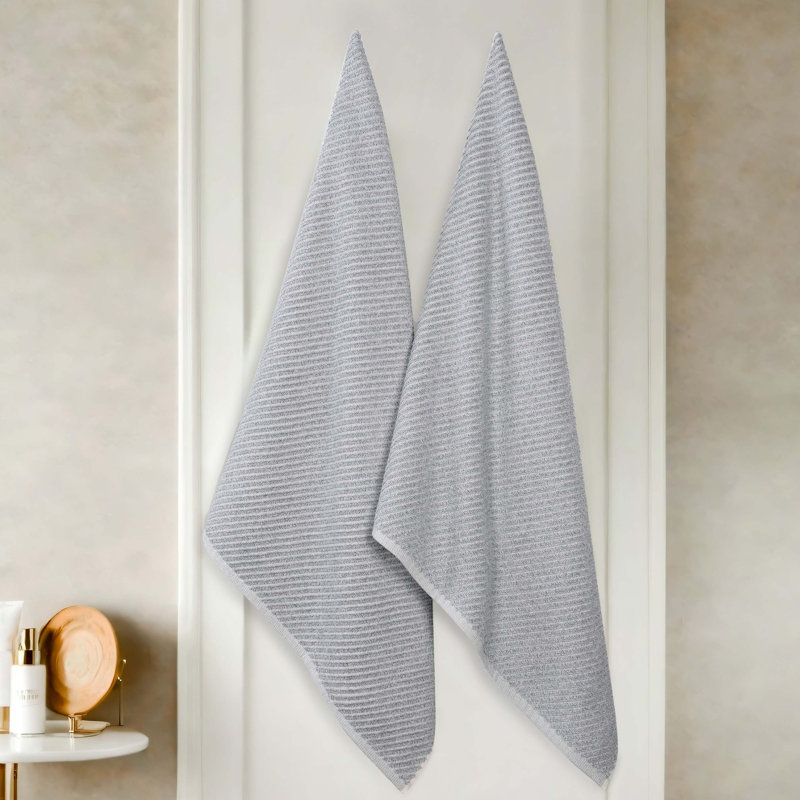  Ensemble de 2 serviettes de bain en mélange de coton super doux et absorbant Amelia Collection, Bleu denim