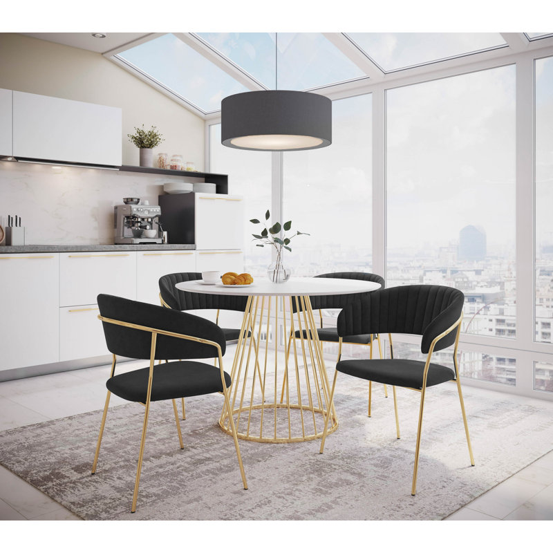 Naledi Velvet Upholstered Dining Chairs, Black