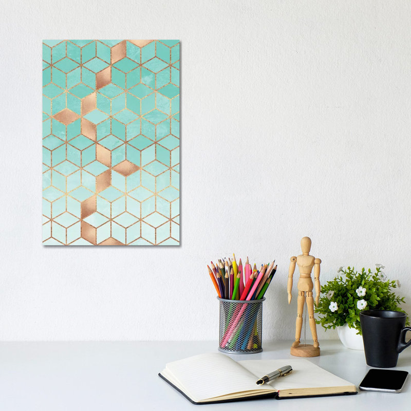 Soft Gradient Aquamarine by Elisabeth Fredriksson - Wrapped Canvas Panoramic Painting, 20.32 cm H x 30.48 cm W