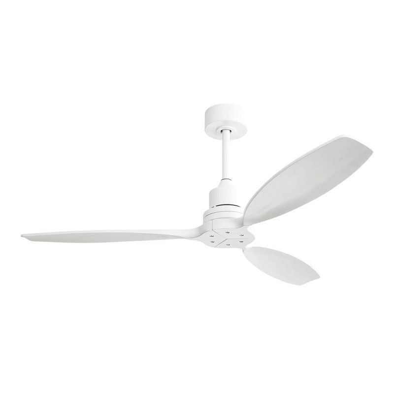 52 Inch Wood Blade Low Profile Ceiling Fan With 6 Speed Remote Control For Patio Living Room