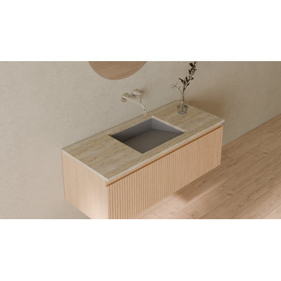 Badeloft 19.7" x 16.5" Stone Resin Undermount Ramp Bathroom Sink UB-04-M-MGRY in Matte Gray