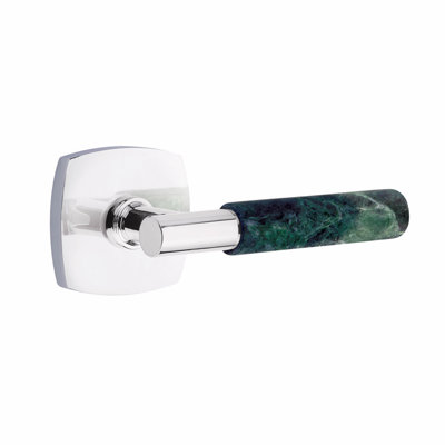 Ensemble de levier Emtek Select, rosette Urban Modern, tige en T, poignée en marbre vert, CF