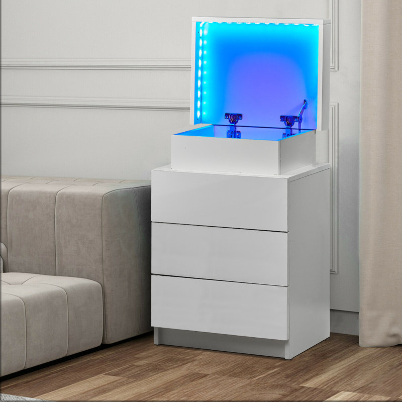 Aubai 45cm W Manufactured Wood Bedside Table, White