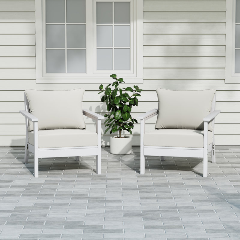 Chaise profonde avec coussins (ensemble de 2), White, Blanc