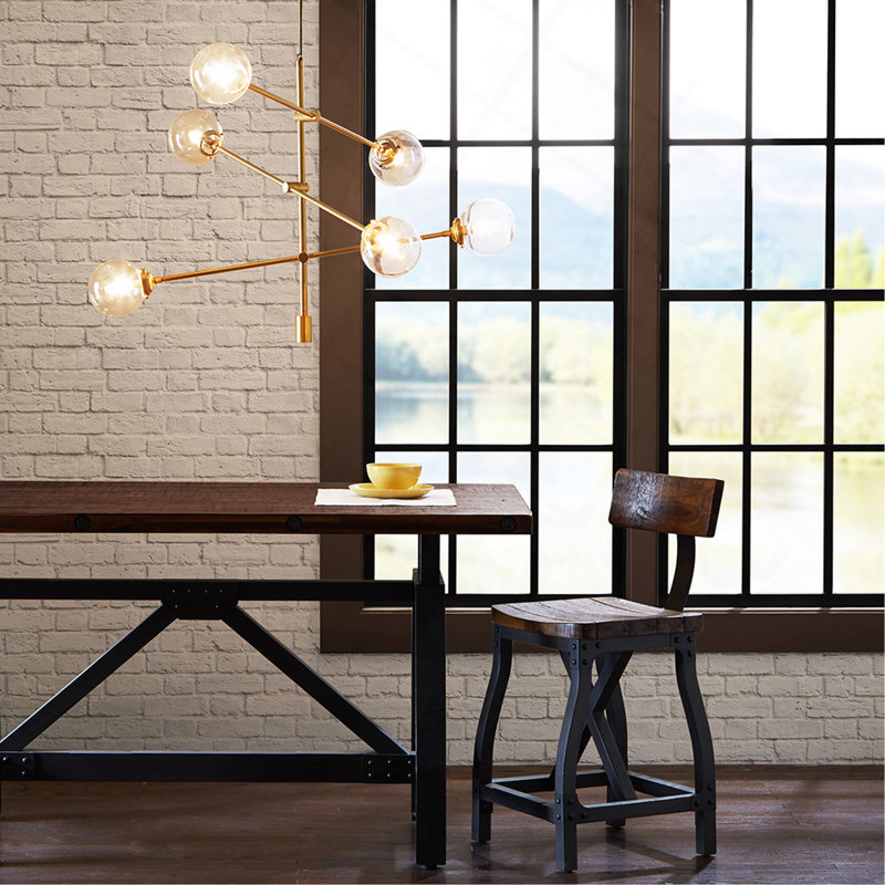 6-Globe Light Architectural Metal Chandelier