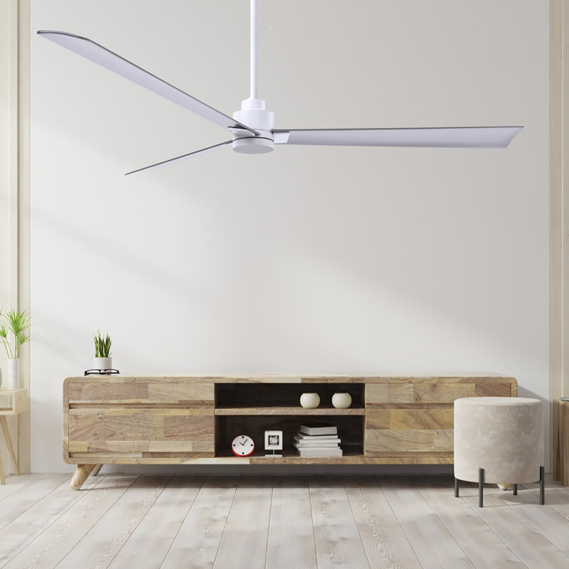Ventilateur de plafond Alessandra 72, Blanc mat, Nickel brossé