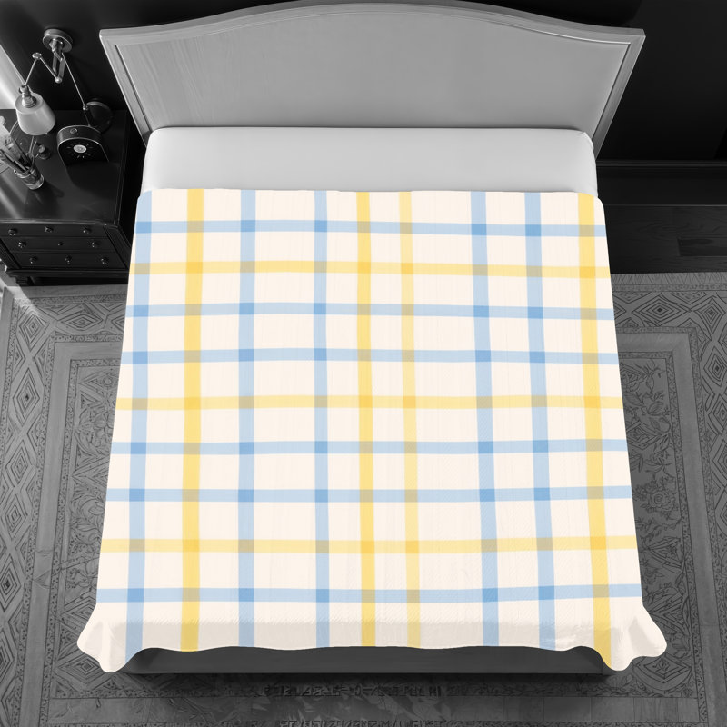 Couvre-lit fin matelassé à motif écossais pastel, Tissu écossais pastel 12