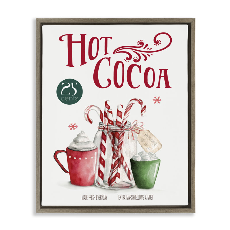 Art rétro, giclée hivernale au chocolat chaud par Carol Robinson, Cadre flottant orme Montalcino, H 31 po x l 25 po