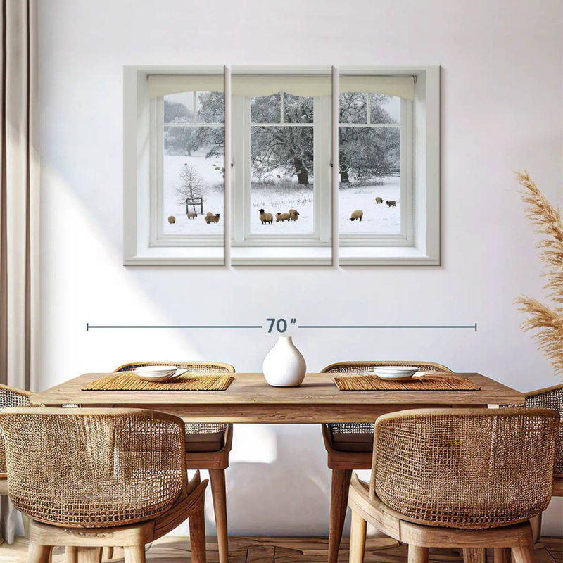 Lilie Winter Sheep Window View, 36" H x 57" W