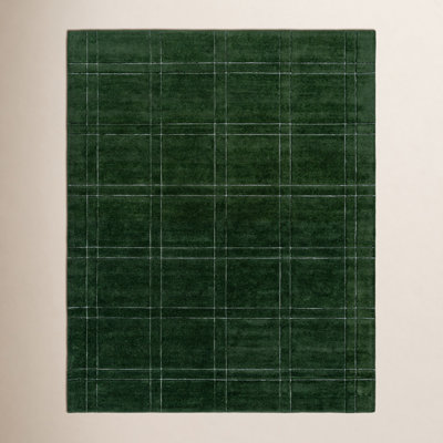 Hand-Tufted Green Plaid Rug