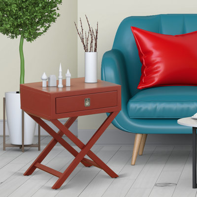 Charmante petite table rectangulaire avec tiroir Lovely Hamilton, paquet de 1, finition bourgogne