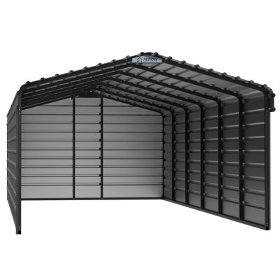Steel Carport With 3 Wall Kits, 12X29X07