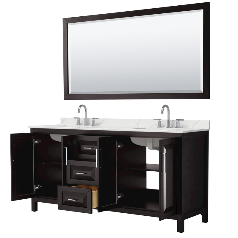 Daria 72'' W Vanity, Brown, Polished Chrome, Giotto Quartz