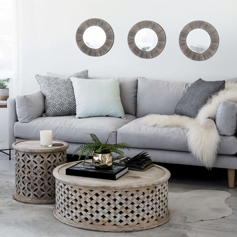 Mourya Solid Wood Round Mirror