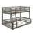 Full XL Over Queen Bunk Bed, Modern Wood Bunk Bed Frame With Ladder And Guardrails-1689787506