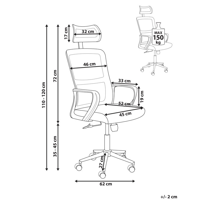 Office Chair with Headrest, Pastel Pink