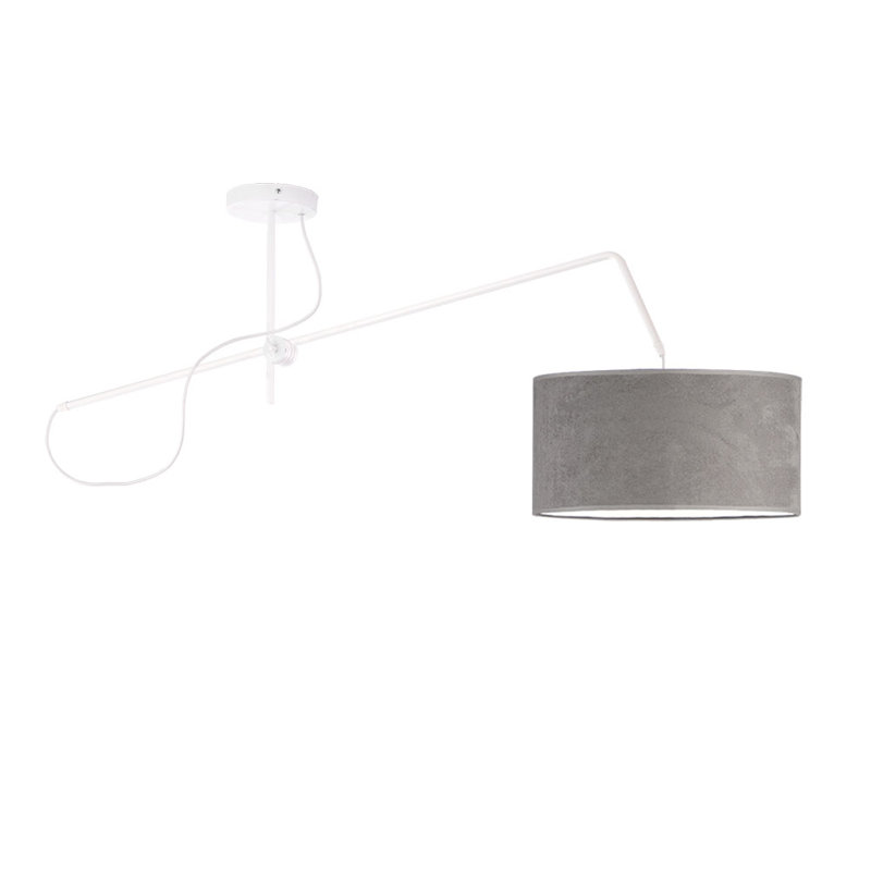 RIO VELUR 1 - Light Drum Pendant, White, Grey