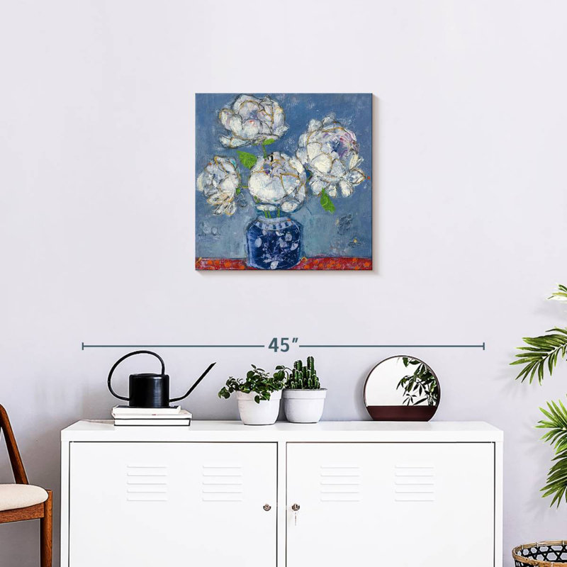 Vase de pivoines bleu Harnek, H 20 po x l 20 po