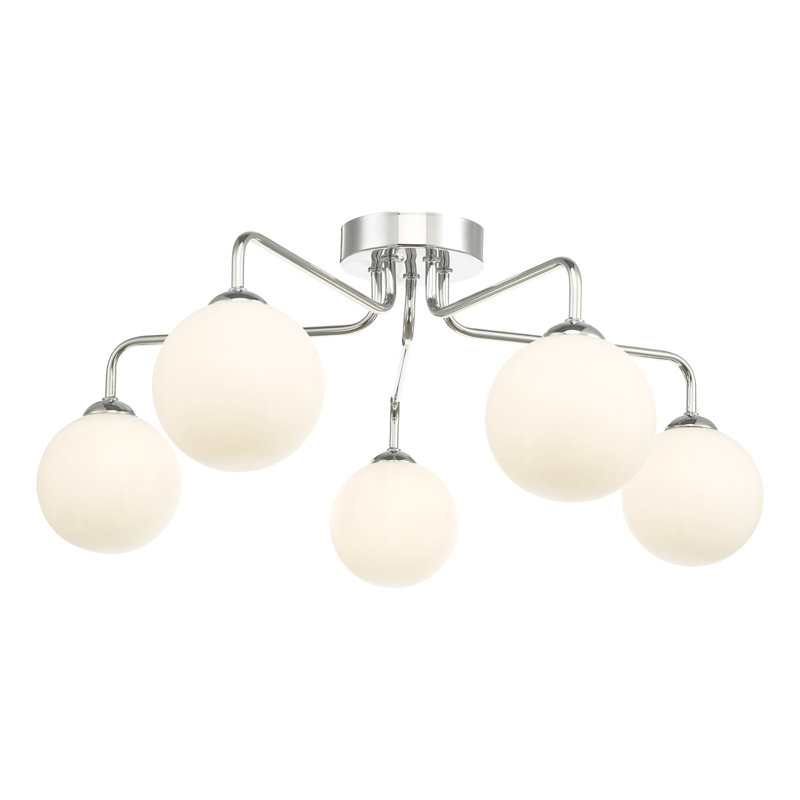 Flush Mount, Polished Chrome/Beige