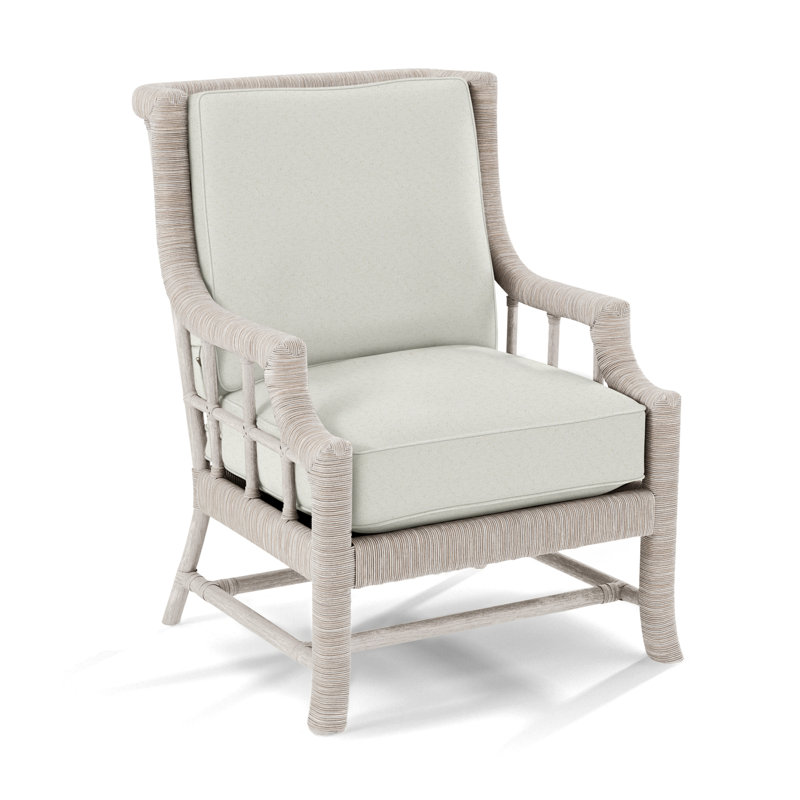 Fauteuil Lafayette, Blanc antique givré, Bleu sarcelle géométrique 0425-53