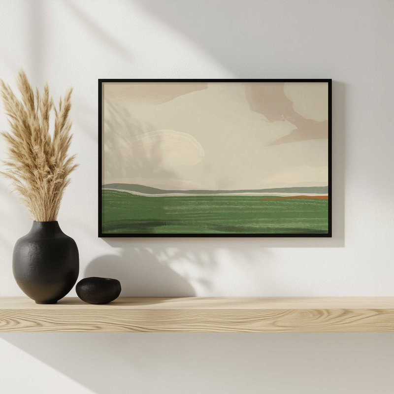 «Large Landscape Sky and Field» par Little Dean, reproduction d'art, H 12 po x l 16 po, Blanc