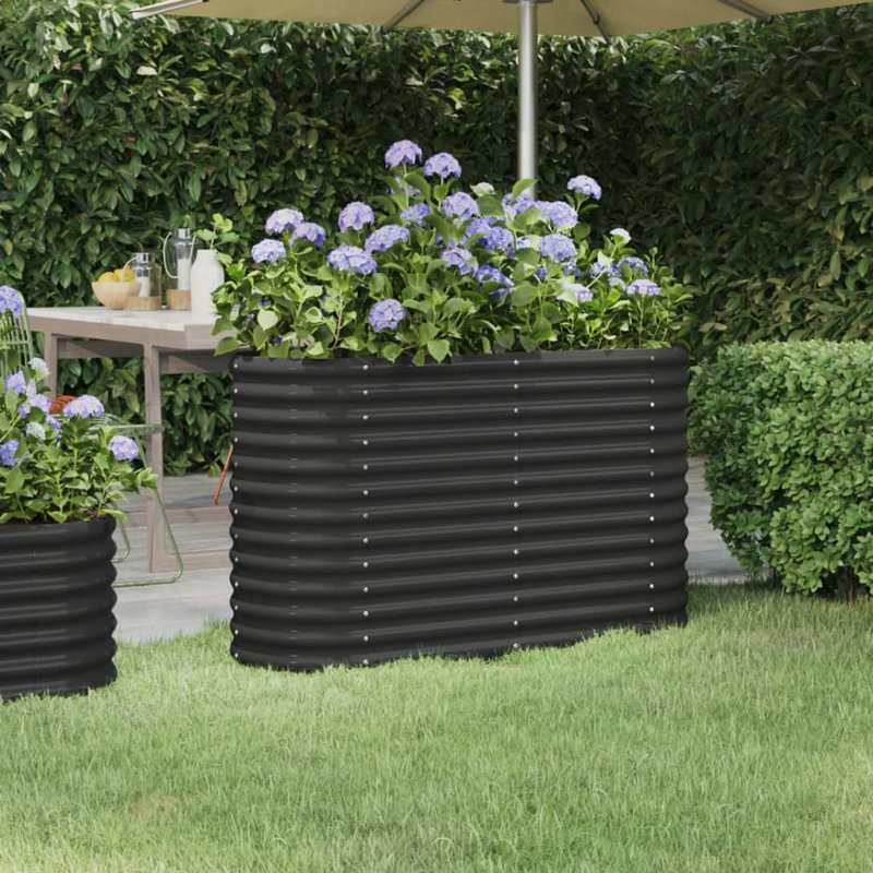 Garden Raised Bed Powder-coated Steel, 68 cm x 114 cm x 40 cm, Anthracite