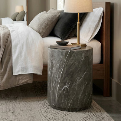 Fulcher Natural Stone 14" W End Table with Drum Base