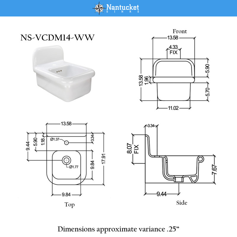 Victorian 17.91'' L Bathroom Sink, White