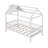 Twin Size Wood House Bed with Fence-124151142