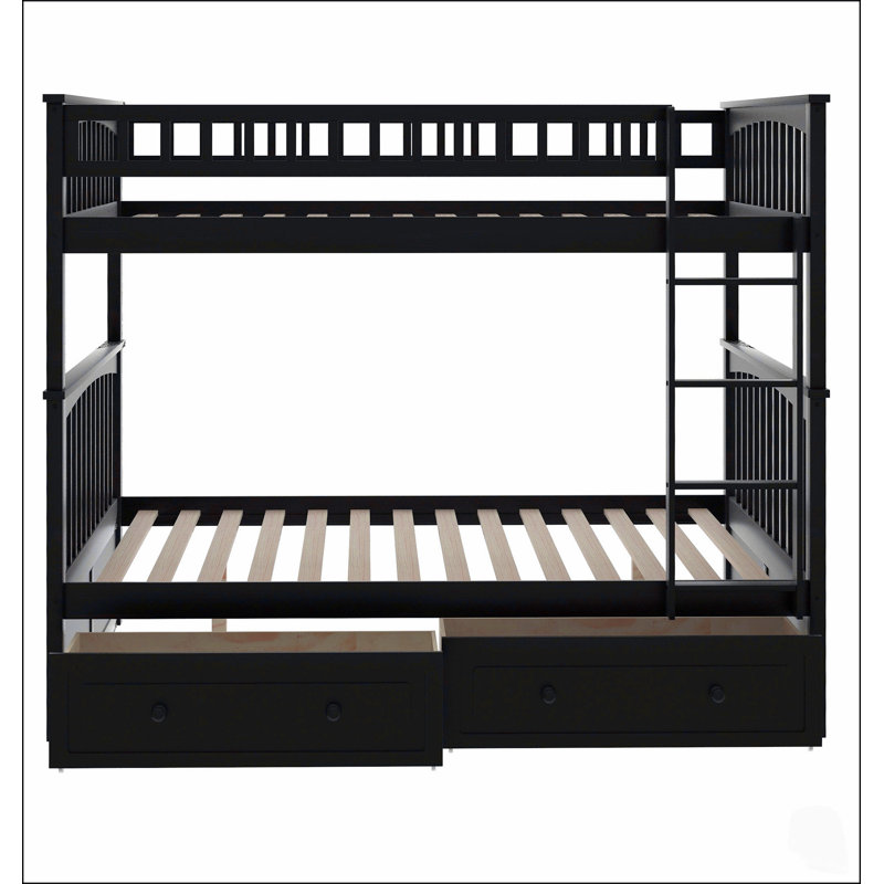 Lit superposé double sur double avec tiroirs, conception convertible pour des solutions de couchage polyvalentes et peu encombrantes