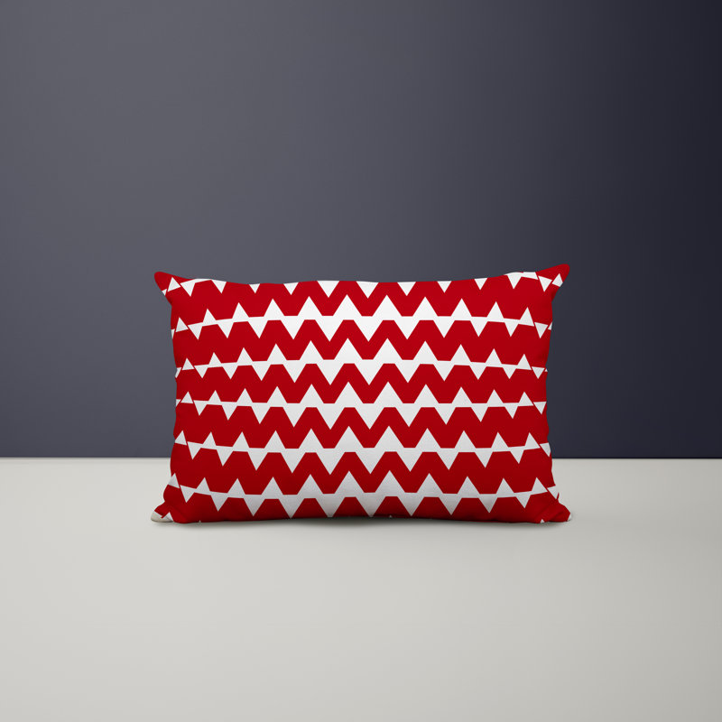 Polyester Lumbar Rectangular Indoor/Outdoor Pillow Cover & Insert, Red