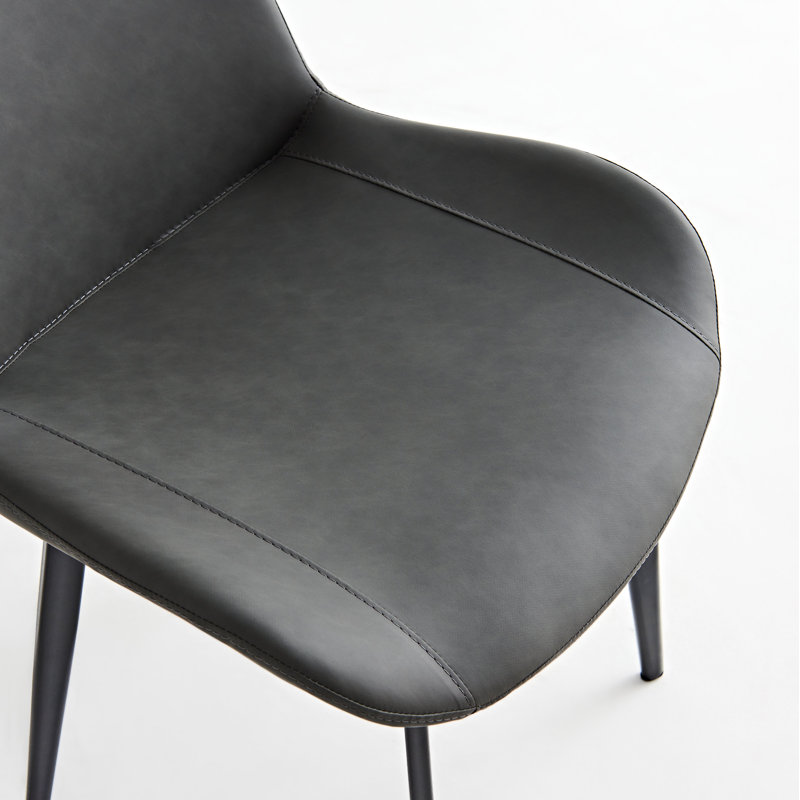 Ensemble de table de salle à manger gris en cuir PU et pieds en fer (2 pièces)