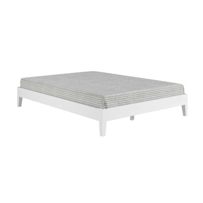Antolic Solid Wood Platform Bed, White, Queen