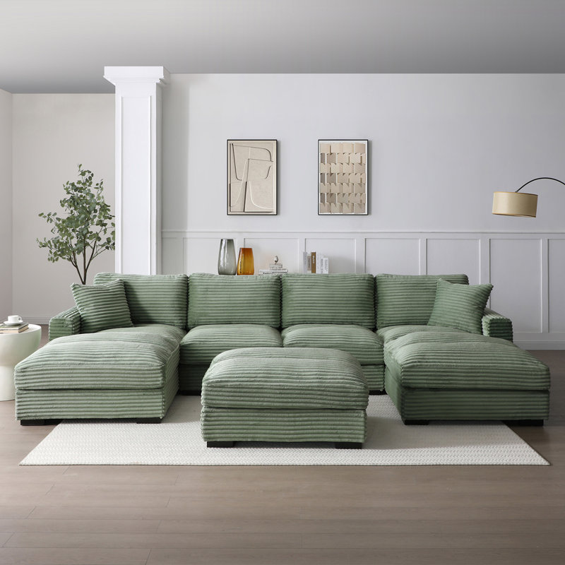 Scarlet, Super Comfy and Soft, Thick Corduroy Lounger, Green Corduroy