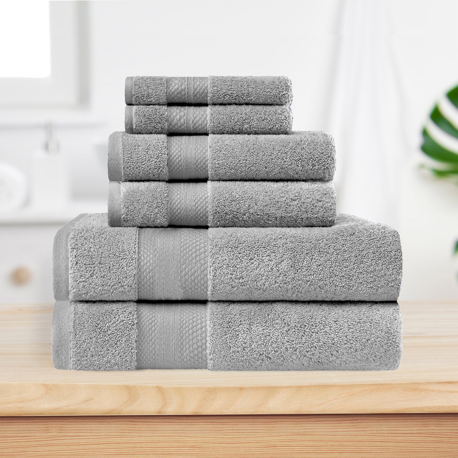 Finnian Ultra-Plush Heavyweight, 100% Turkish Towel Collection, Gray, 6 Piece Towel Set